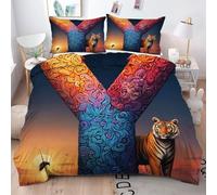 Gumntun Copripiumino Una Piazza e Mezza 200x200 cm Lettera Y Colorata, Traspirante Leggero Stampa Digitale Biancheria da Letto, Copripiumone con Chiusura A Cerniera e Cravatte, 2 Federe 50x80 cm