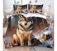 Gumntun Copripiumino Una Piazza e Mezza 200x200 cm Lupo 3D Giovane, Leggero Stampa Digitale Biancheria da Letto, Copripiumone con Chiusura A Cerniera e Cravatte, 2 Federe 50x80 cm_B7492