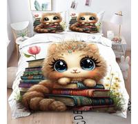 Gumntun Copripiumino Una Piazza e Mezza 200x200 cm Motivo Stampato Marrone, Traspirante Leggero Stampa Digitale Biancheria da Letto, Copripiumone con Chiusura A Cerniera e Cravatte, 2 Federe 50x80 cm
