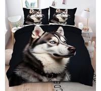 Gumntun Copripiumino Una Piazza e Mezza 200x200 cm Siberian Husky, Traspirante Leggero Stampa Digitale Biancheria da Letto, Copripiumone con Chiusura A Cerniera e Cravatte, 2 Federe 50x80 cm_1855a