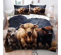 Gumntun Copripiumino Una Piazza e Mezza Animale Mucca 3D, Copripiumino In Microfibra con Cerniera e 2 Federe 50x80 cm, Set Di Biancheria Da Letto 200x200 cm_21678a