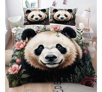 Gumntun Copripiumino Una Piazza e Mezza Animale Panda, Copripiumino in Microfibra con Cerniera e 2 Federe 50x80 cm, Set Di Biancheria Da Letto 200x200 cm_2536a