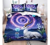 Gumntun Copripiumino Una Piazza e Mezza Animale Viola Capra, Copripiumino In Microfibra con Cerniera e 2 Federe 50x80 cm, Set Di Biancheria Da Letto 200x200 cm_B10342