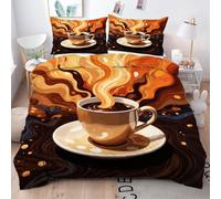 Gumntun Copripiumino Una Piazza e Mezza Caffè Marrone Per Adulti, Copripiumino In Microfibra con Cerniera e 2 Federe 50x80 cm, Set Di Biancheria Da Letto 200x200 cm_B2194