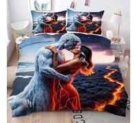 Gumntun Copripiumino Una Piazza e Mezza Donna E Uomo 3D Di Lava, Copripiumino In Microfibra con Cerniera e 2 Federe 50x80 cm, Set Di Biancheria Da Letto 200x200 cm_B2830