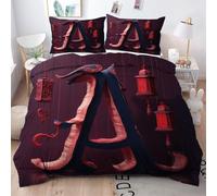 Gumntun Copripiumino Una Piazza e Mezza Lettera A Rossa, Copripiumino in Microfibra con Cerniera e 2 Federe 50x80 cm, Set Di Biancheria Da Letto 200x200 cm