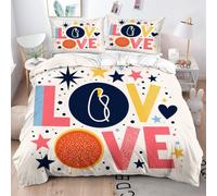 Gumntun Copripiumino Una Piazza e Mezza Lettera Stampata Beige, Copripiumino In Microfibra con Cerniera e 2 Federe 50x80 cm, Set Di Biancheria Da Letto 200x200 cm_B9154