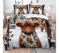 Gumntun Copripiumino Una Piazza e Mezza Mucca Animale 3D Marrone, Copripiumino In Microfibra con Cerniera e 2 Federe 50x80 cm, Set Di Biancheria Da Letto 200x200 cm_21546a