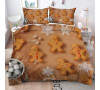 Gumntun Copripiumino Una Piazza e Mezza Pan Di Zenzero Marrone, Copripiumino in Microfibra con Cerniera e 2 Federe 50x80 cm, Set Di Biancheria Da Letto 200x200 cm