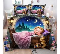 Gumntun Copripiumino Una Piazza e Mezza Ragazza Principessa Animata, Copripiumino In Microfibra con Cerniera e 2 Federe 50x80 cm, Set Di Biancheria Da Letto 200x200 cm_23406a