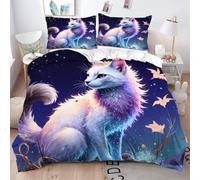 Gumntun Copripiumino Una Piazza e Mezza Ragazza Volpe Viola, Copripiumino In Microfibra con Cerniera e 2 Federe 50x80 cm, Set Di Biancheria Da Letto 200x200 cm_21294a