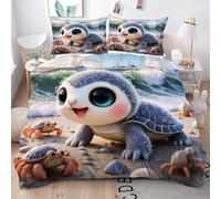 Gumntun Copripiumino Una Piazza e Mezza Tartaruga Animata Per Bambini, Copripiumino In Microfibra con Cerniera e 2 Federe 50x80 cm, Set Di Biancheria Da Letto 200x200 cm_B16354