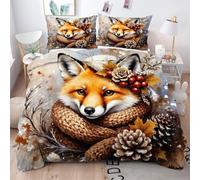 Gumntun Copripiumino Una Piazza e Mezza Volpe Gialla, Copripiumino in Microfibra con Cerniera e 2 Federe 50x80 cm, Set Di Biancheria Da Letto 200x200 cm_1683a