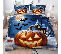 Gumntun Copripiumino Una Piazza e Mezza Zucca Nella Neve, Copripiumino in Microfibra con Cerniera e 2 Federe 50x80 cm, Set Di Biancheria Da Letto 200x200 cm