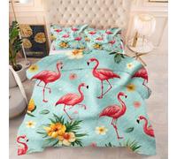 Gumntun Piumino Letto Matrimoniale 220 X 240 cm Fenicottero Rosa Bambini, Morbida e Traspirante Trapuntino per 4 Stagioni, Pezzi Biancheria Da Letto Inclusi 2 Federa (50 X 80 cm)