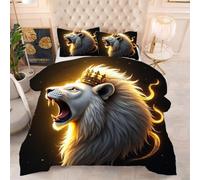 Gumntun Piumino Letto Matrimoniale 220 X 240 cm Leone Bianco, Morbida e Traspirante Trapuntino per 4 Stagioni, Pezzi Biancheria Da Letto Inclusi 2 Federa (50 X 80 cm)