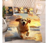 Gumntun Piumino Letto Matrimoniale 260 X 240 cm Cane In Riva Al Mare, Trapuntino Accogliente e Comfort, Soft e Traspirante Microfibra Biancheria Da Letto con 2 Federa 50 X 80 cm