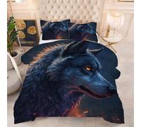 Gumntun Piumone 135x200 cm Animale Grigio Lupo, Lavabile In Lavatrice Leggero Biancheria Da Letto, 135x200 cm 3D Microfibra Singola Piumone Stampato con 2 X Federa (50 X 80 cm)