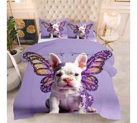 Gumntun Piumone in Microfibra 200 x 200 cm Bulldog Bianco, Piumino in Stampato Super Morbido e Leggero, 3D Microfibra Trapuntino Una Piazza e Mezza per Ogni Stagione