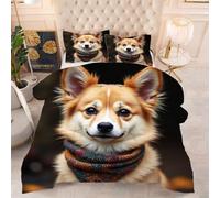 Gumntun Piumone in Microfibra 200 x 200 cm Cane Giallo, Piumino in Stampato Super Morbido e Leggero, 3D Microfibra Trapuntino Una Piazza e Mezza per Ogni Stagione