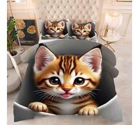 Gumntun Piumone in Microfibra 200 x 200 cm Gatto Giallo, Piumino in Stampato Super Morbido e Leggero, 3D Microfibra Trapuntino Una Piazza e Mezza per Ogni Stagione