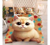 Gumntun Piumone in Microfibra 200 x 200 cm Gatto Giallo, Piumino in Stampato Super Morbido e Leggero, 3D Microfibra Trapuntino Una Piazza e Mezza per Ogni Stagione
