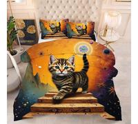Gumntun Piumone in Microfibra 200 x 200 cm Gatto Marrone, Piumino in Stampato Super Morbido e Leggero, 3D Microfibra Trapuntino Una Piazza e Mezza per Ogni Stagione