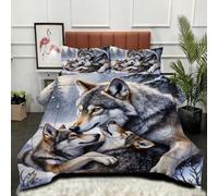 Gumntun Piumone in Microfibra 200x200 cm Lupo Bianco Come La Neve, Piumino in Stampato Super Morbido e Leggero, 3D Microfibra Trapuntino Una Piazza e Mezza per Ogni Stagione_22098a