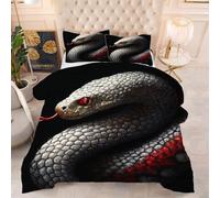 Gumntun Piumone Stampato 150 X 200 cm Serpente Bianco, Morbida Al Tatto Traspirante Set Copripiumini, 3 Pezzi Microfibra Biancheria Da Letto Inclusi 1 Piumone & 2 Federa