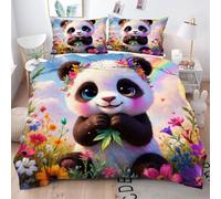 Gumntun Set Biancheria da Letto Singolo Animale Panda, 150x200 cm Copripiumino in Morbida Microfibra, Leggero Copri Piumone Traspirante per Adulti Adolescenti_2483a