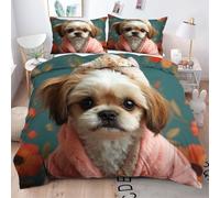 Gumntun Set Biancheria da Letto Singolo Cane Bianco per Adolescenti, 150x200 cm Copripiumino in Morbida Microfibra, Leggero Copri Piumone Traspirante per Adulti Adolescenti