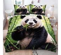 Gumntun Set di Biancheria da Letto Singolo Animale Panda, Copripiumino Stampa 3D in Microfibra con Chiusura, 3 Pezzi Facile da Pulire Copripiumone 135 x 200 cm_2440a
