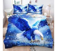 Gumntun Set di Biancheria da Letto Singolo Aquila Calva, Copripiumino Stampa 3D in Microfibra con Chiusura, 3 Pezzi Facile da Pulire Copripiumone 135 x 200 cm_5872a