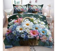 Gumntun Set di Biancheria da Letto Singolo Cesto Di Fiori Colorato, Copripiumino Stampa 3D in Microfibra con Chiusura, 3 Pezzi Facile da Pulire Copripiumone 135 x 200 cm