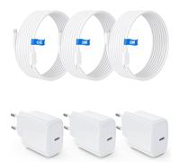 GuMosh 20W USB C Adapter Con 2M Cavo USB C, Caricabatterie USB C Progettato Appositamente per iPhone Fast Charger Type C con iPhone 17/16/15/14/13 Plus Pro Max Mini,Samsung Galaxy S25/24/23,3 Pack