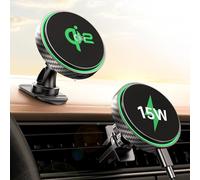 GuMosh Qi2 15W Supporto Telefono Auto Mag Safe【Certificato Qi2】con Funzione di Ricarica Rapida e Stabile, Wireless Porta Auto Telefono Magnetico Veloce Compatibile con iPhone 16/15/14/13/12 Serie