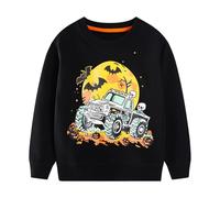 Gumyoss Felpa Bambino con Dinosauro Pullover Bimbo in Cotone Magliette Manica Lunga Ragazzi Autunno Inverno Felpa Bambini, Auto Scheletro Luminosa Nero, 7 Anni