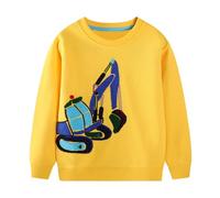 Gumyoss Felpa Bambino con Dinosauro Pullover Bimbo in Cotone Magliette Manica Lunga Ragazzi Autunno Inverno Felpa Bambini, Escavatore Giallo 2, 7 Anni
