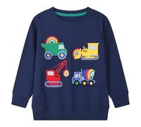 Gumyoss Felpa Bambino con Dinosauro Pullover Bimbo in Cotone Magliette Manica Lunga Ragazzi Autunno Inverno Felpa Bambini, Veicolo di ingegneria Blu Scuro, 5 Anni