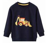 Gumyoss Felpa Bambino con Dinosauro Pullover Bimbo in Cotone Magliette Manica Lunga Ragazzi Autunno Inverno Felpa Bambini, Escavatore Blu Scuro, 7 Anni