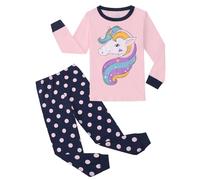 Gumyoss Pigiama per Bambine Unicorno Rosa Set Pigiama per Bambini Cotone Maniche Lunghe Inverno Unicorno Rosa 2 Pezzi 11 Anni