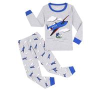 Gumyoss Pigiama per Bambini Ragazzo Aereo Verde Manica Lunga Cotone Inverno Natale Abbigliamento da Notte 6 Anni