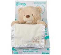 GUND, Momo L'Orsetto, Peluche Interattivo Per Bambini e Neonati, Gioca, 1+ | Altezza 29 Cm, 6 Frasi, Bocca e Zampe Animate, Gioco Del Cucù, Copertina In Raso, Dettagli Ricamati, Superficie Lavabile