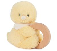 GUND Sonaglio ad anello per anatroccolo sostenibile, peluche di peluche realizzato al 100% con materiali di peluche riciclati, sonaglio in legno per neonati e neonati, giallo, 25,4 cm