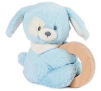 GUND Sonaglio ad anello per cuccioli sostenibile, peluche di peluche realizzato al 100% con materiali riciclati, sonaglio in legno per neonati e neonati, blu, 25,4 cm
