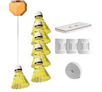 Gungtj Automatic Rebound Badminton, Remote-Controlled Rebounder, Rebound Trainer with Remote, Portable Single-Player Badminton Device, 6 Balls Training Tool for Kids and Adults Rebounder