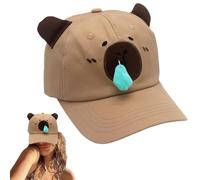 Gungtj Capybara Baseball Hat, Embroidered Cute Animal Cosplay Cap, Comfortable Adjustable Fit with Fun Embroidery, Wide 7.87 Inches Cap Width, Funny Accessory for Easter Gift