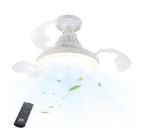 Gungtj Ceiling Fan, Remote Control Retractable Fan, 15.75 Inches Silent Multifunctional Blower, LED Lighting, Adjustable Wind Modes, Modern Cooling Device for Living Room Workplace Dorm Home Car