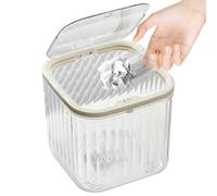 Gungtj Desk Bin, Garbage Can with Press Lid, Transparent Space Saving Container Cosmetics Organizer, Portable Waste Basket for Vanity, Study Room, Bathroom, 6.02x6.02x5.51 Inches