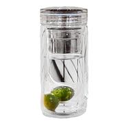 Gungtj Glass Tea Infuser, Leak Proof Tea Cup Filter, Calore Resistant Trasparente , Grande Capacità With Lid For Coffee, Home, Travel, Sturdy Costruzione, Easy To Clean
